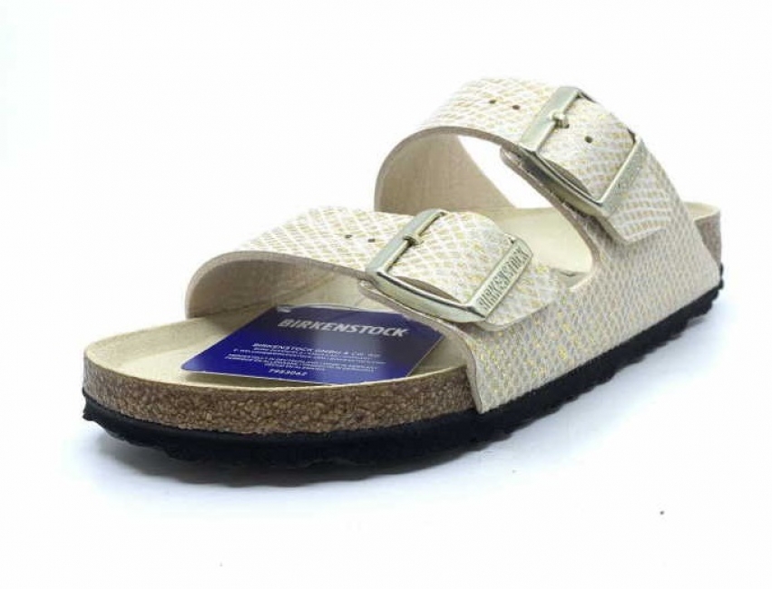 natural arizona shiny python sandals
