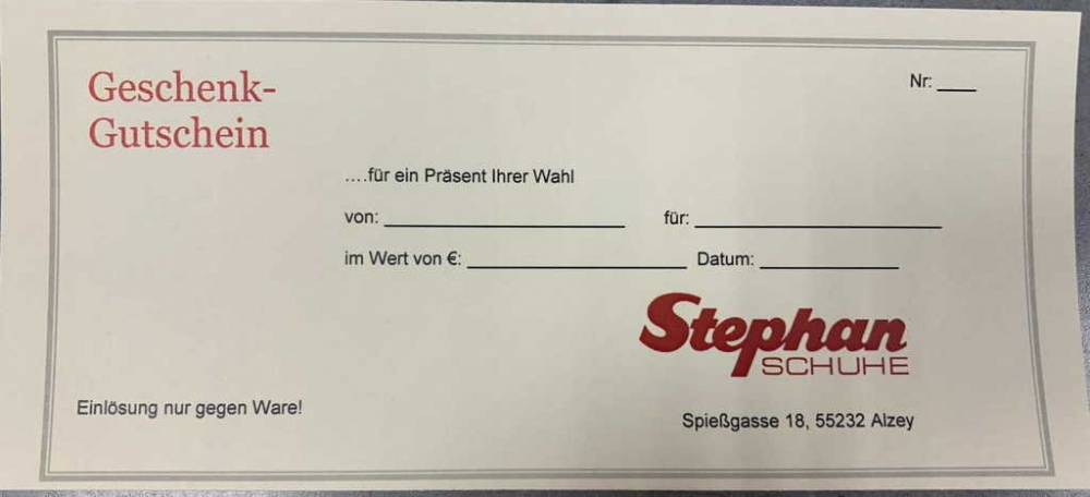 Schuhhaus Stephan Geschenkgutschein Geschenkgutschein